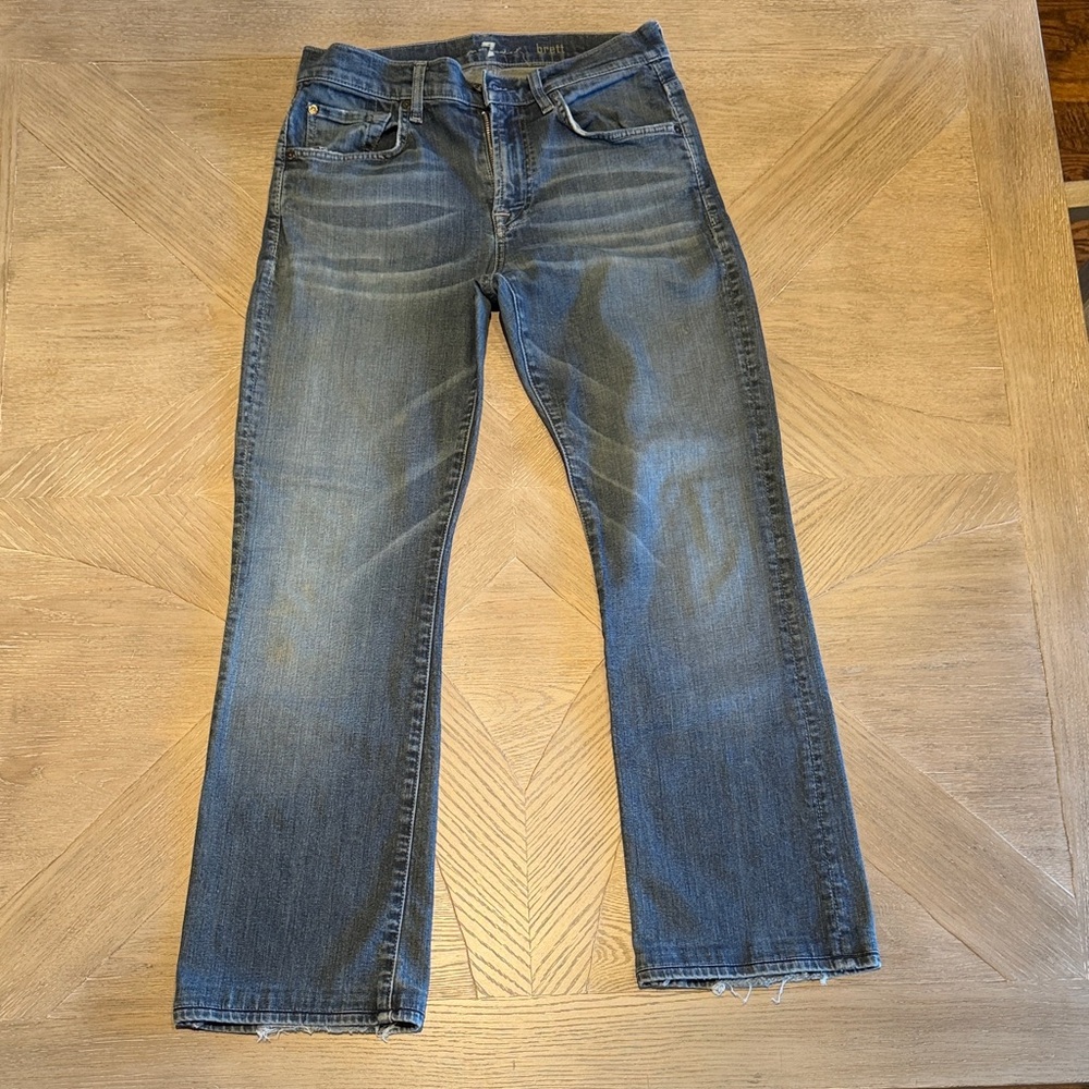7 For All Mankind Blue Straight Jeans